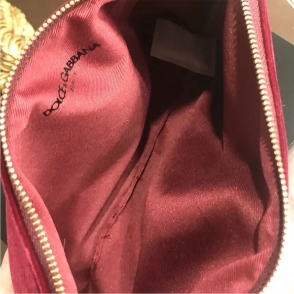 Dolce & Gabbana Cosmetic Bag Velvet Zippered Pouch - Picture 3 of 4